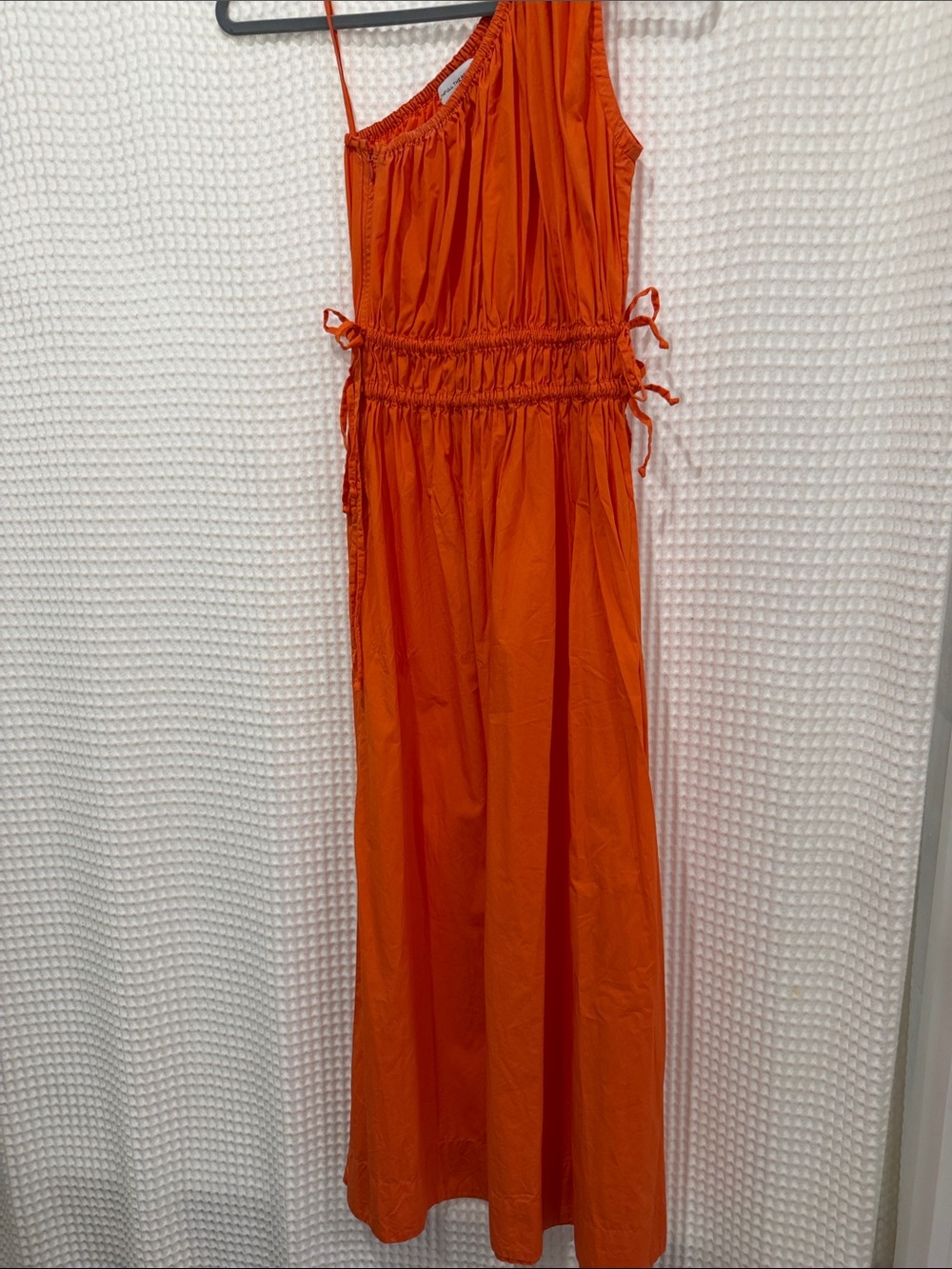 Faithfull the Brand Orange Maxi Dress with Smocked Waist and Side Ties